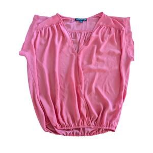 Living Doll Women's size Medium pink Blouse Top Shirt Made in the USA EUC